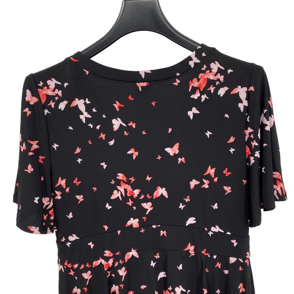 Torrid Size 2X Dress Black Butterfly Print V-Neck Flutter Fit Flare Above Knee - Picture 6 of 9